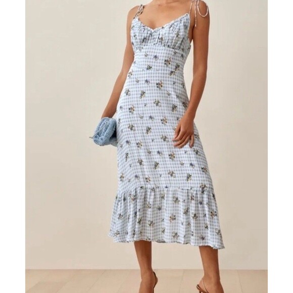 Reformation Embry Size 2 Midi Floral Dress Spaghetti Straps - Picture 1 of 16